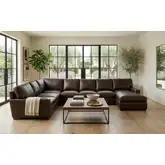 9945 4 Piece Sectional Sofa in Poncho Walnut Brown Top Grain Leather